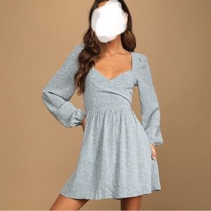 Lulus Always in Harmony Light Blue Floral Print Tie-Back Mini Dress